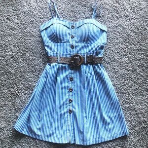 NWOT Mind Code 100% Cotton L Summer Beachy Boho Short Dress With Belt